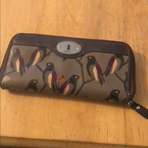 Fossil Key•Per Bird Pattern Leather Wallet